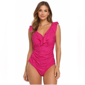 NWT J. Crew Pink Ruffle One Piece Swimsuit